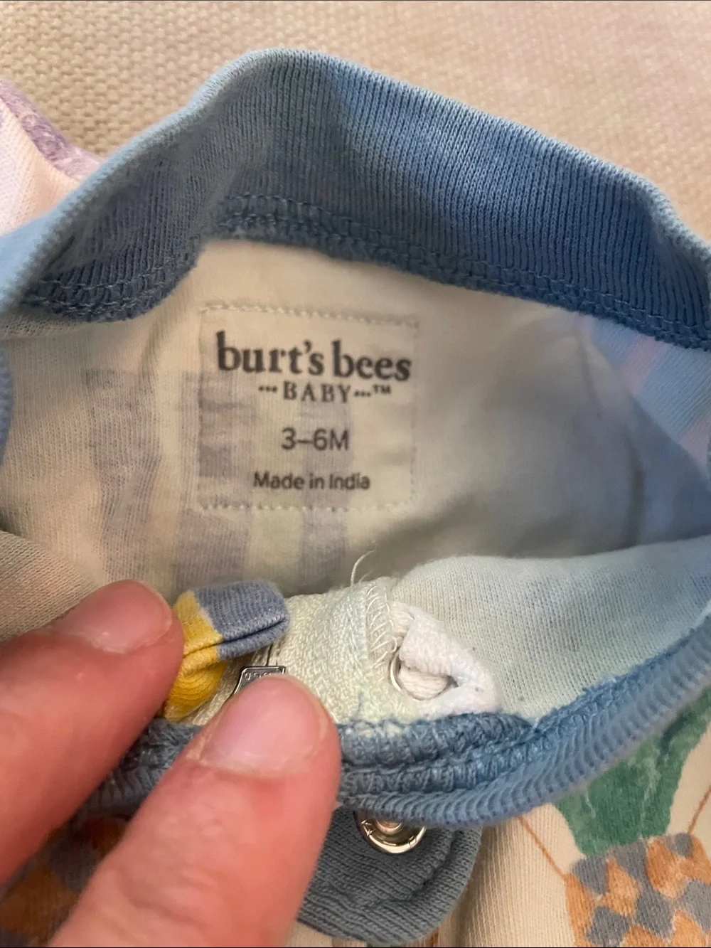 Set of 3 Burt's Bees Pastel Animal & Hot Air Balloon Footed One-Pieces